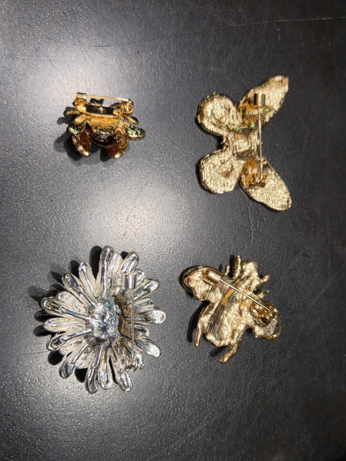 Rhinestone Ladybug Butterfly White Daisy Bees Brooch Pin Lot CA USA P2-159-3