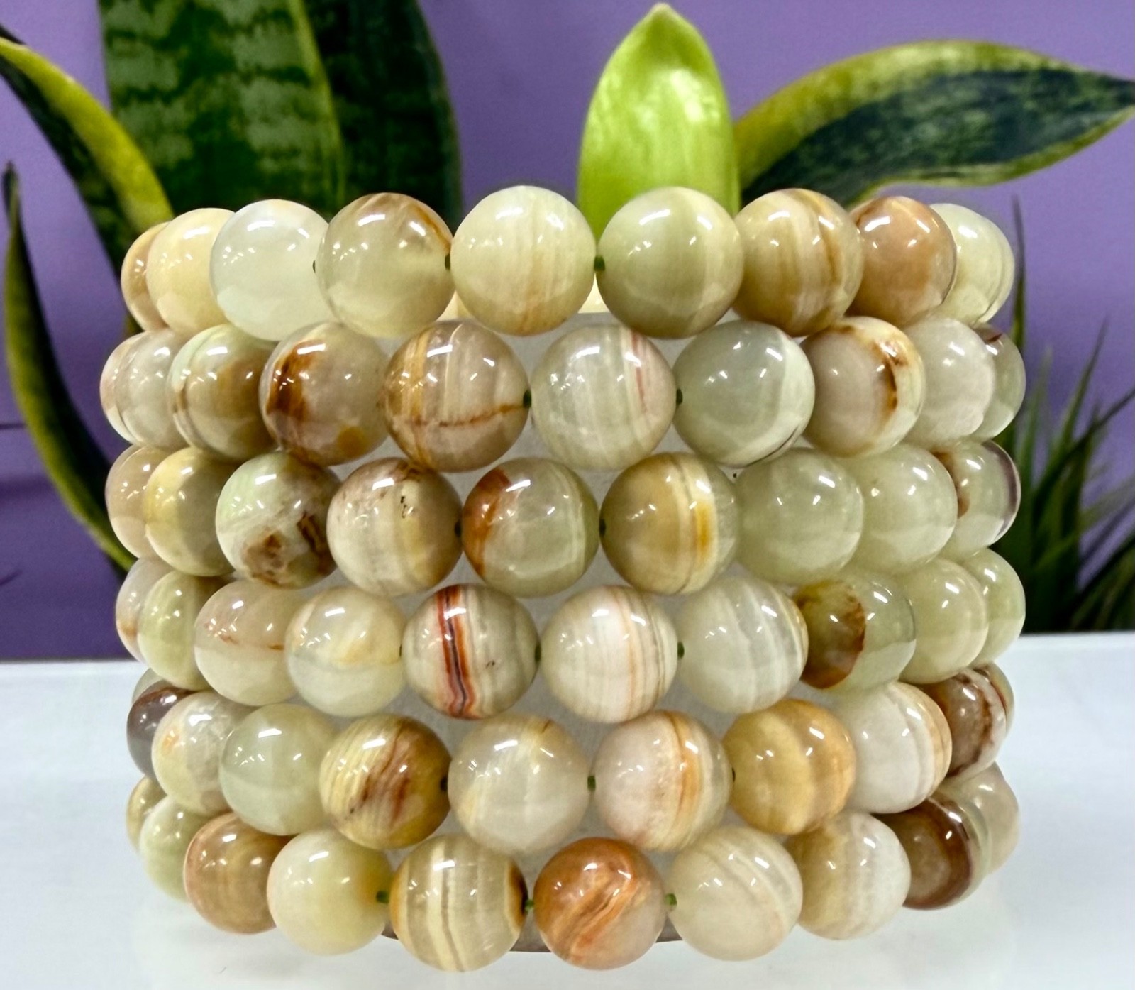 Wholesale Lot 6 Pcs Natural Green Onyx 10mm 8”Crystal Stretch Bracelet