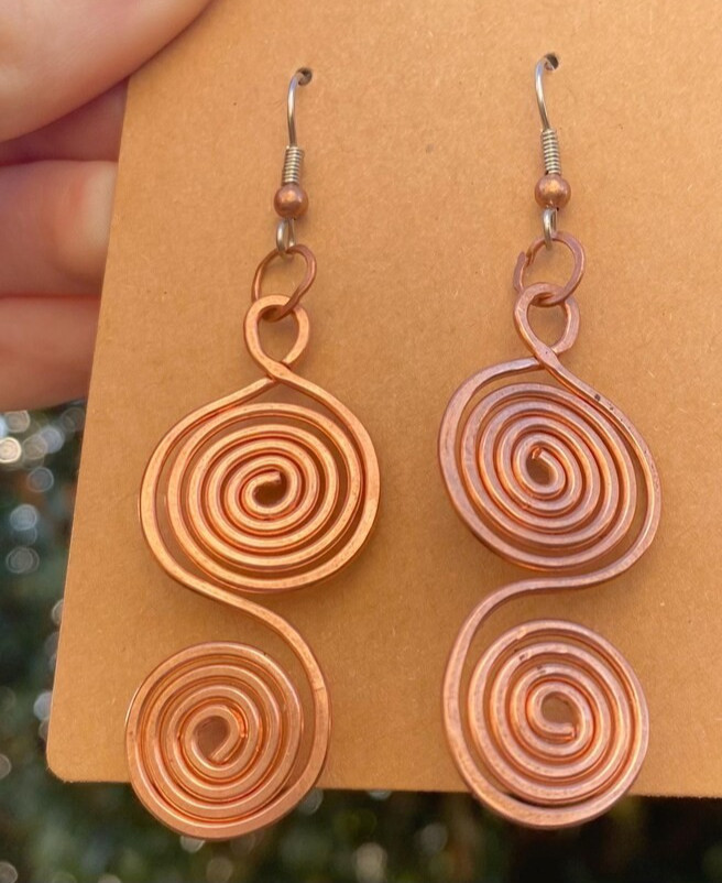 1 Pair Pure Copper Healing Spiral Hook Earrings, Jewelry Spiritual Kriya