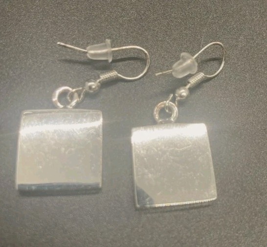 Laser Cut W Silver Earrings 9 grams1 1/4 drop, silver square is 5/8 inch &…