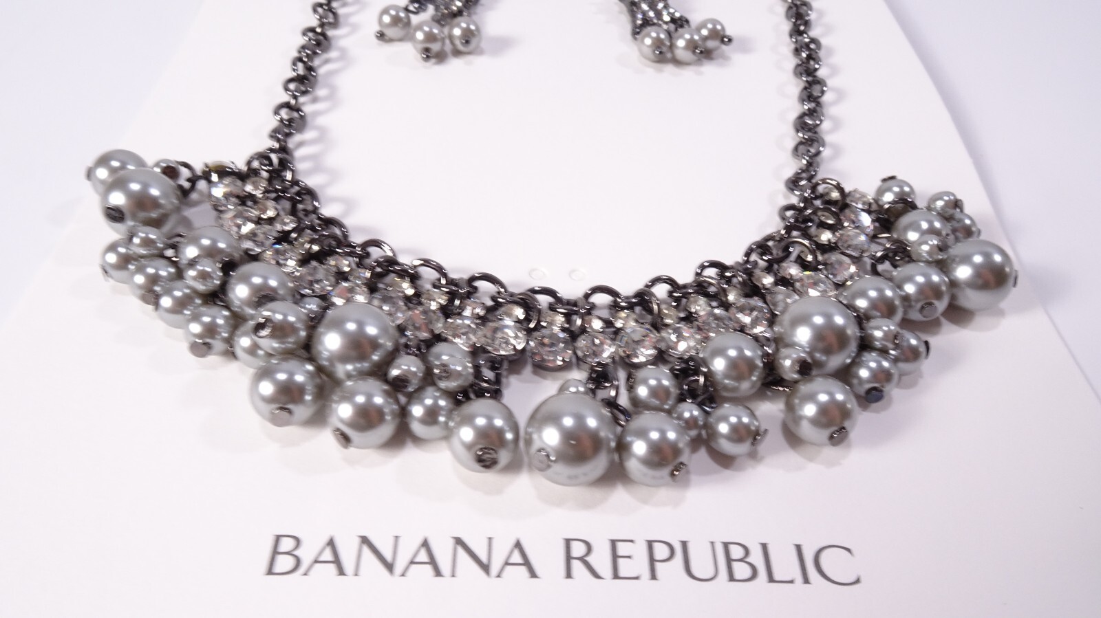 Banana Republic Women’s Silver Bauble Crystal Festive Necklace earrings NWT 90