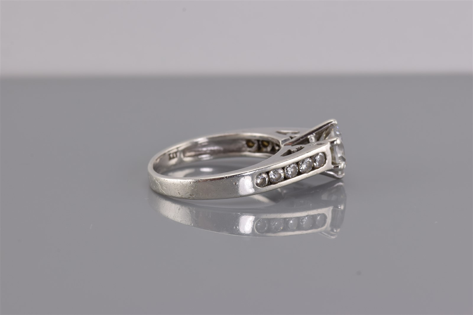 ATI Sterling Silver Cubic Zirconia Solitaire Channel Set Band Ring 925 Sz: 7