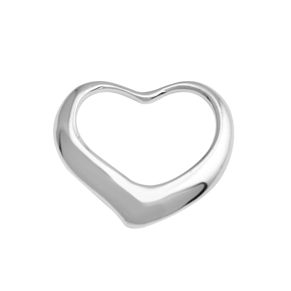 Sterling Silver High Polished Classic Valentine Classic Floating Heart Pendant