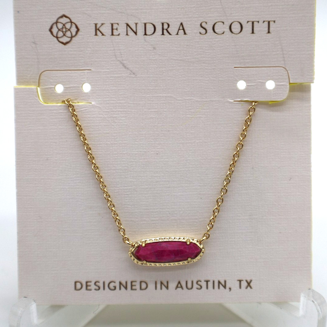 Kendra Scott Eva Pendant Necklace Raspberry Sorbet Variegated Magnesite NWT
