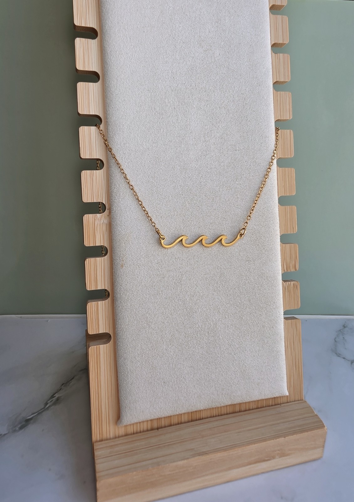 Wave Necklace for Women 18k Gold Plated Ocean Jewelry Dainty Minimalist Gift
