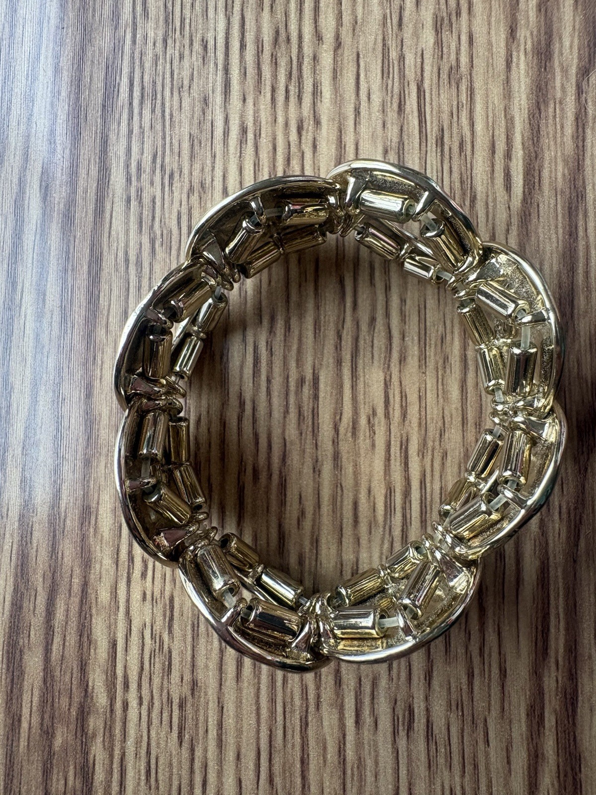 Chicos Gold Tone Round Medallion Stretch Pull On Bracelet NWOT