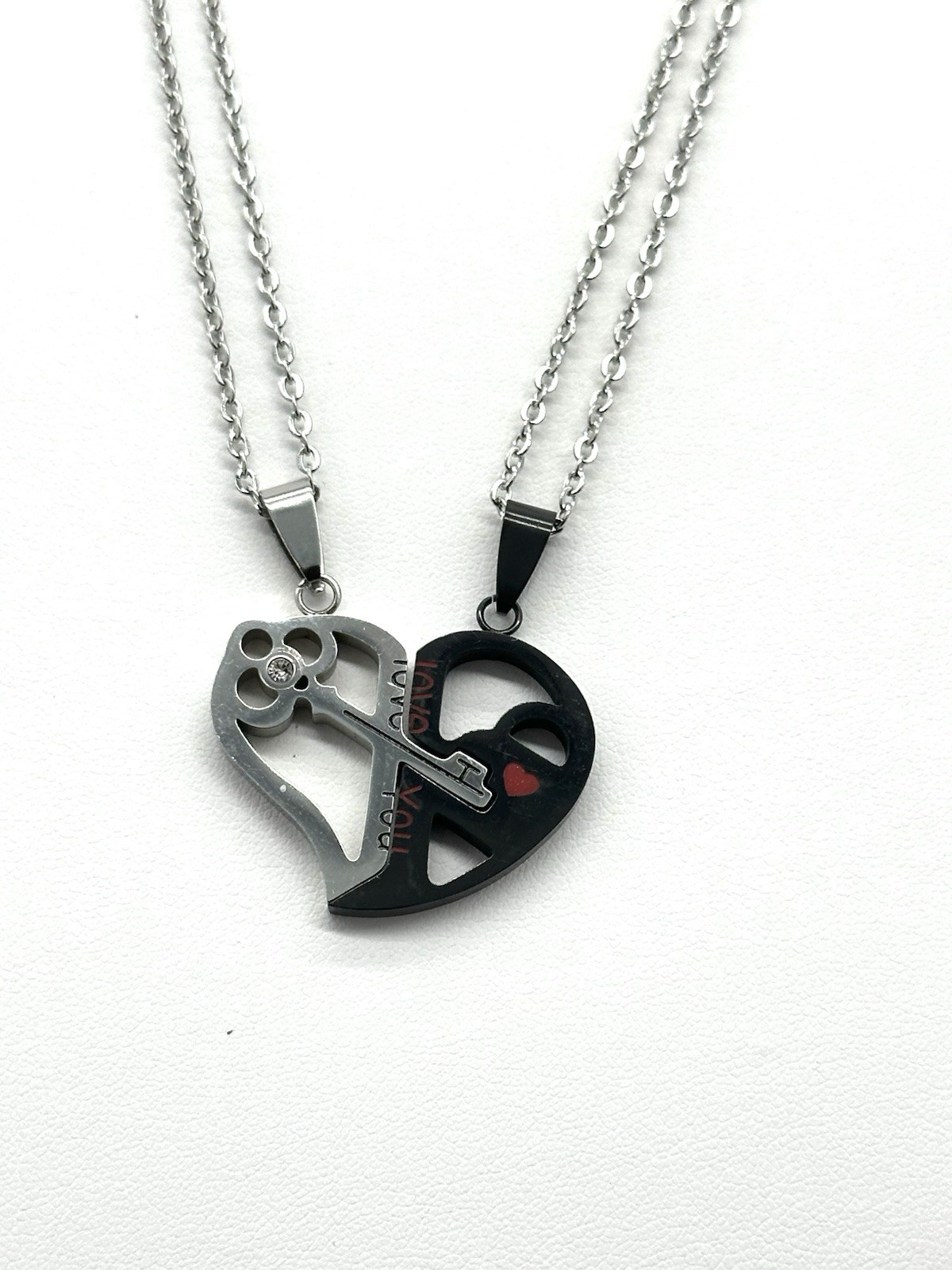 Stainless Steel Love You Heart Key Lock Pendant For Couples
