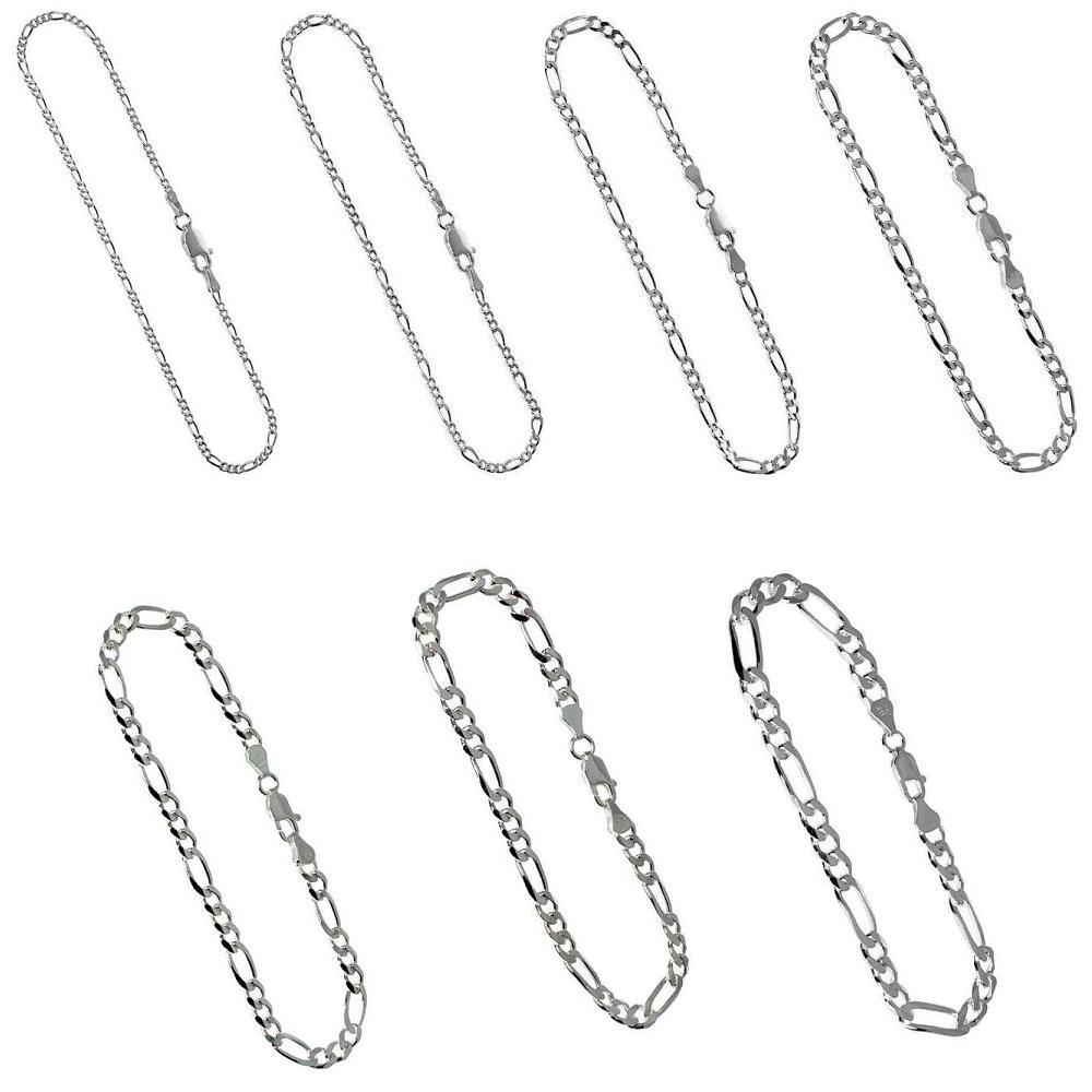 1.8mm to 6.5mm Sterling Silver FIGARO Chain Necklace or Bracelet, LOBSTER CLASP