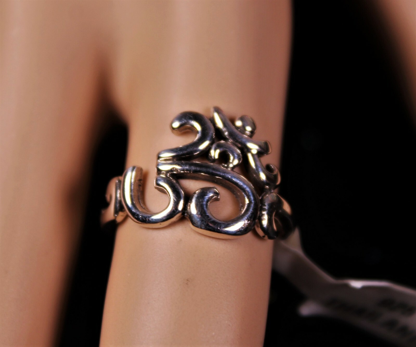 Sterling Silver Sanskrit Ring Yoga OM Spiritual Symbol Boho Piece