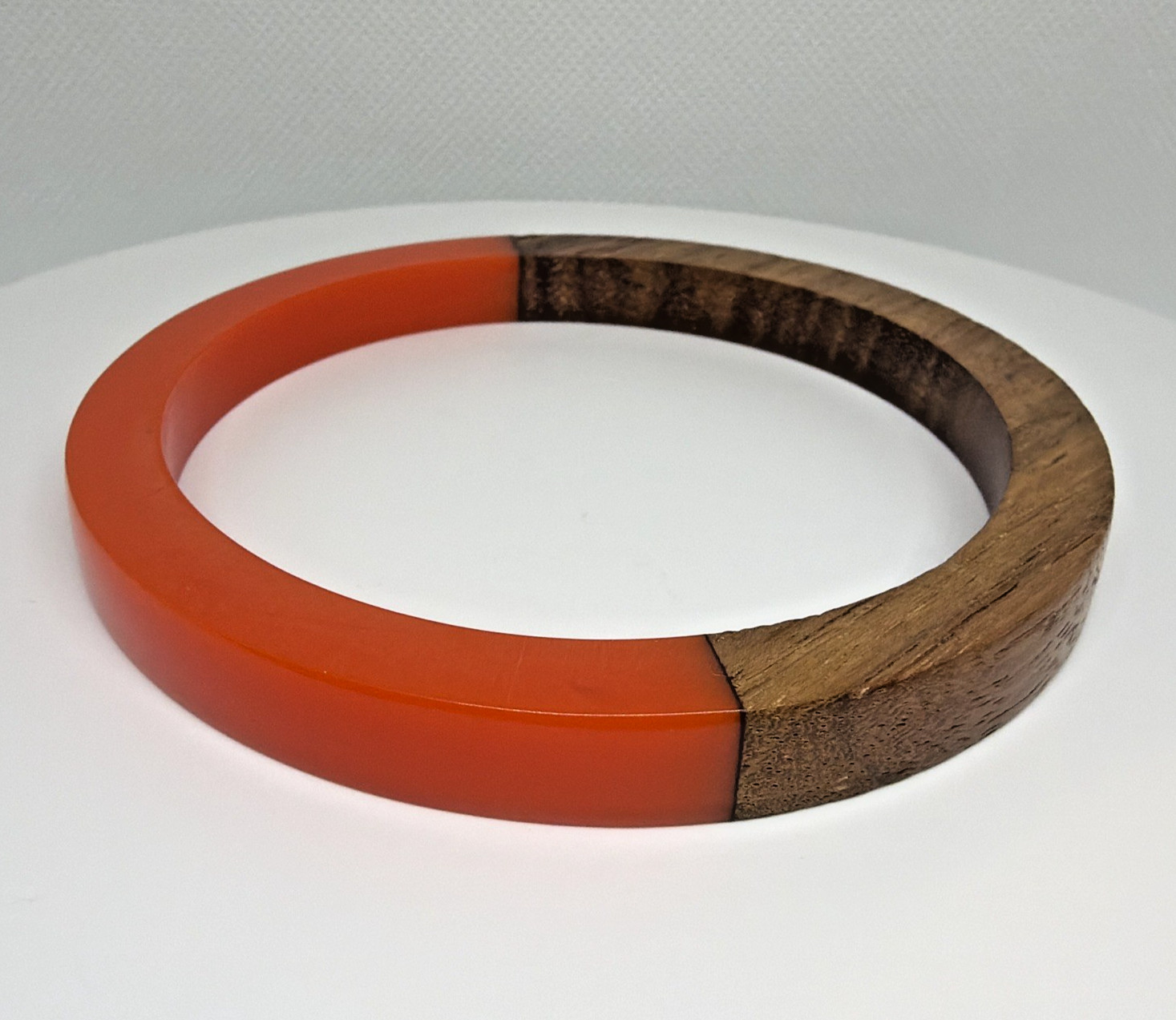 Mod Retro Wood & Resin Bangle Bracelets Stackable Mid-Century Style Set of 4
