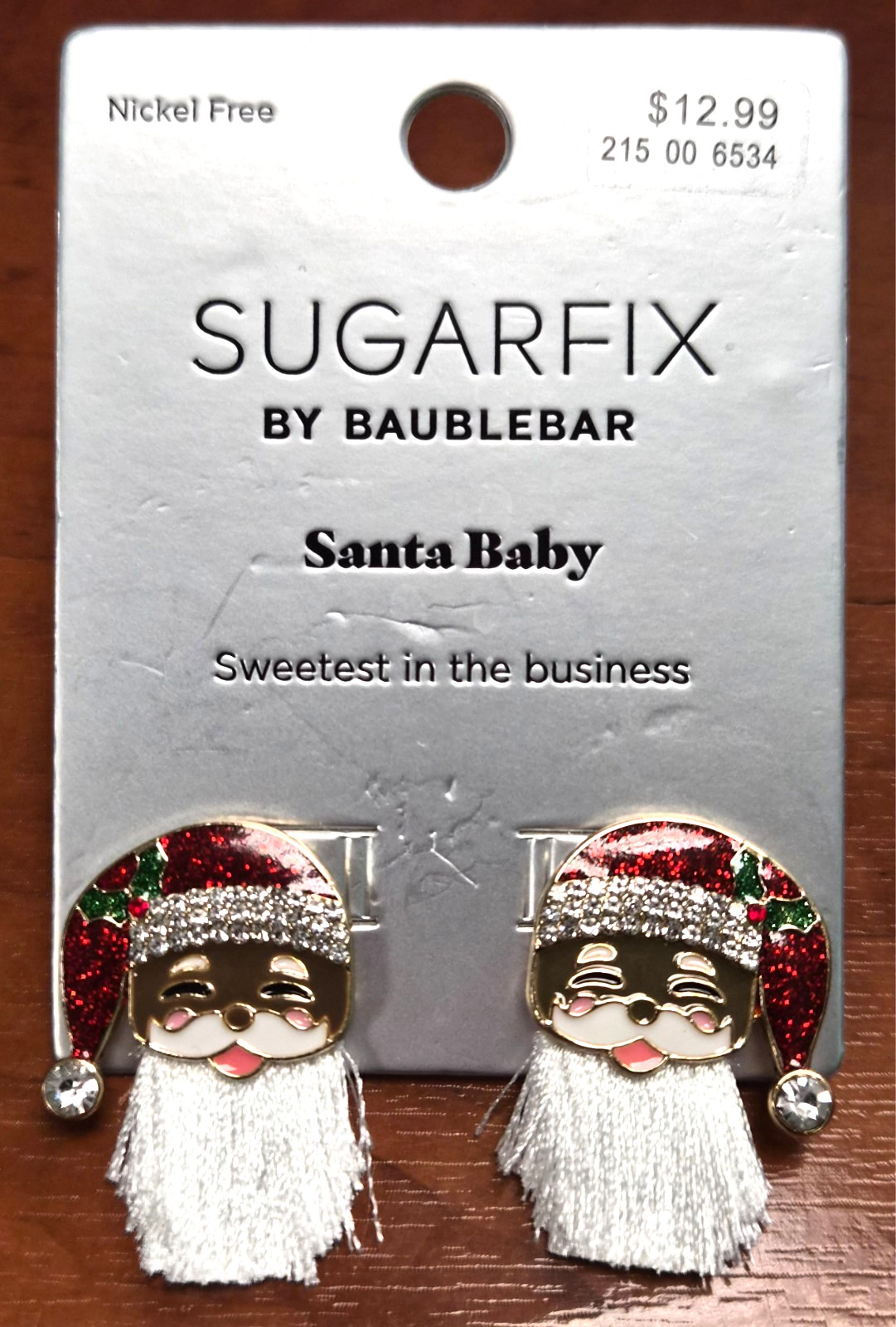 Estate Signed SUGARFIX Baublebar ” Santa Baby Holiday Christmas Pierced Earrings