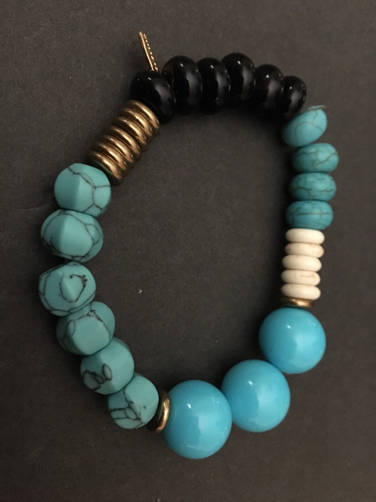 ANTHROPOLOGIE SEREFINA BRACELET BEADED STRETCH BRACELET BLUE BLACK