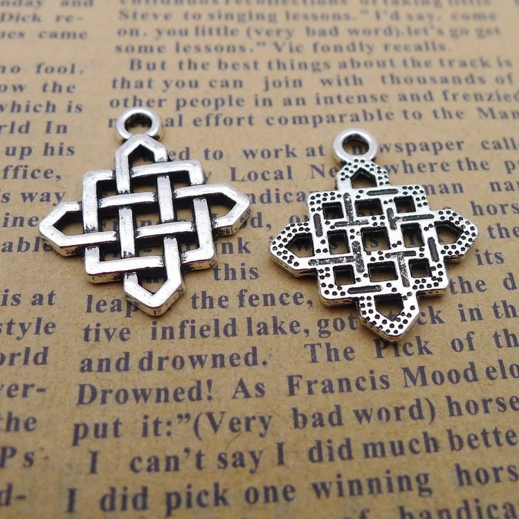 12/30PCS Antique Silver Tone Celtic Knot Charm Pendant, Knot Charm JHS820