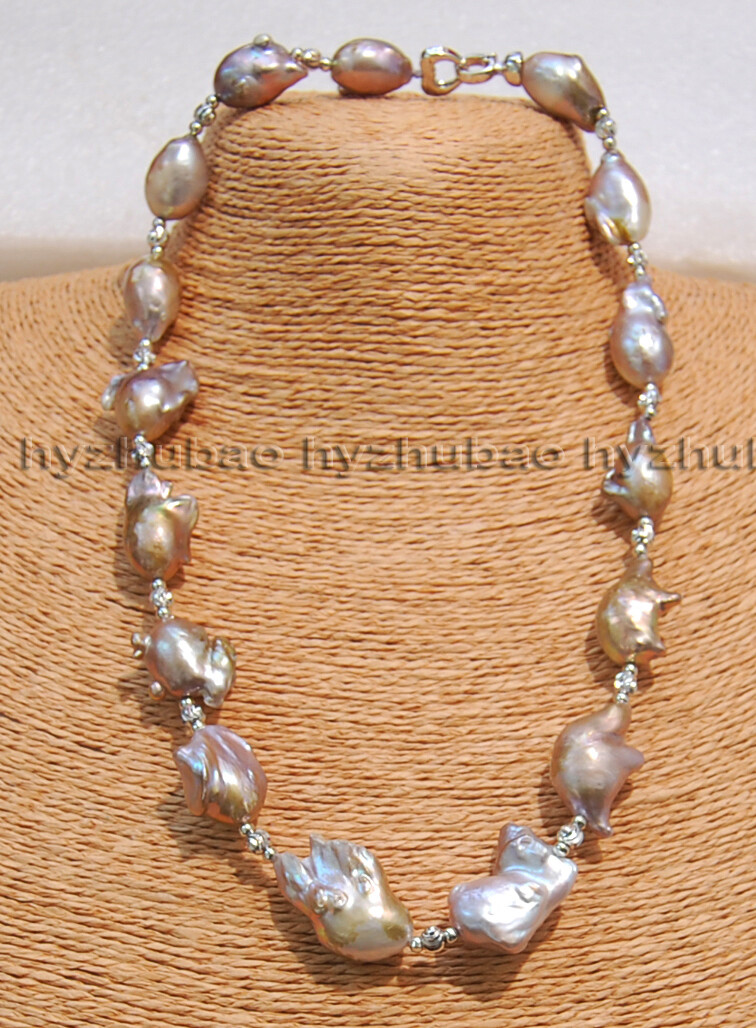 16″ 18″ 22″ 25″ Big 18-25mm Natural South Sea Purple Baroque Pearl Necklace AAA+