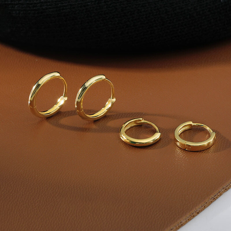 Womens 316L Surgical Steel Round Huggie Hoop Earrings Trendy Jewelry 8-20mm 2Pcs