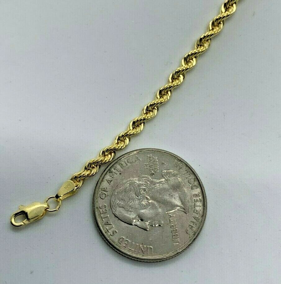 10K Gold Rope Chain Necklace Lazer Cut Men’s Women’s 2.2mm – 4mm 16″ to 30″