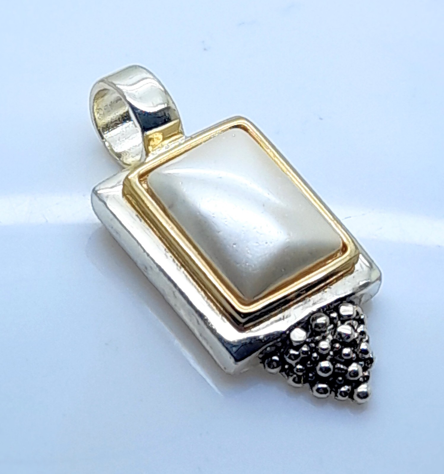 Vintage two tone rectangular Shape cream faux pearl fashion jewelry Pendant