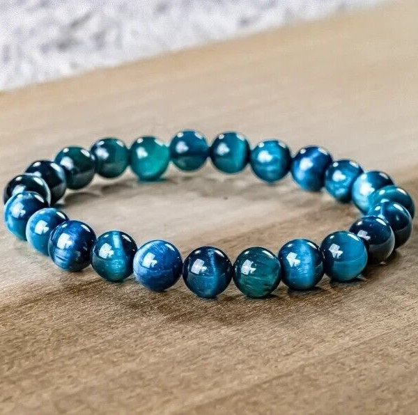Natural 8MM Blue Tiger’s Eye Bead Healing Reiki Balance Men Women Bracelet Gifts
