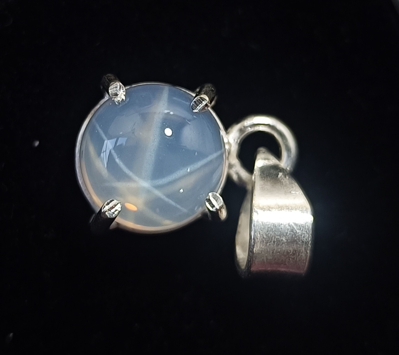 14.35 Ct Natural 6 Ray Star Sapphire Pendant in Silver Round Jewelry With Chain