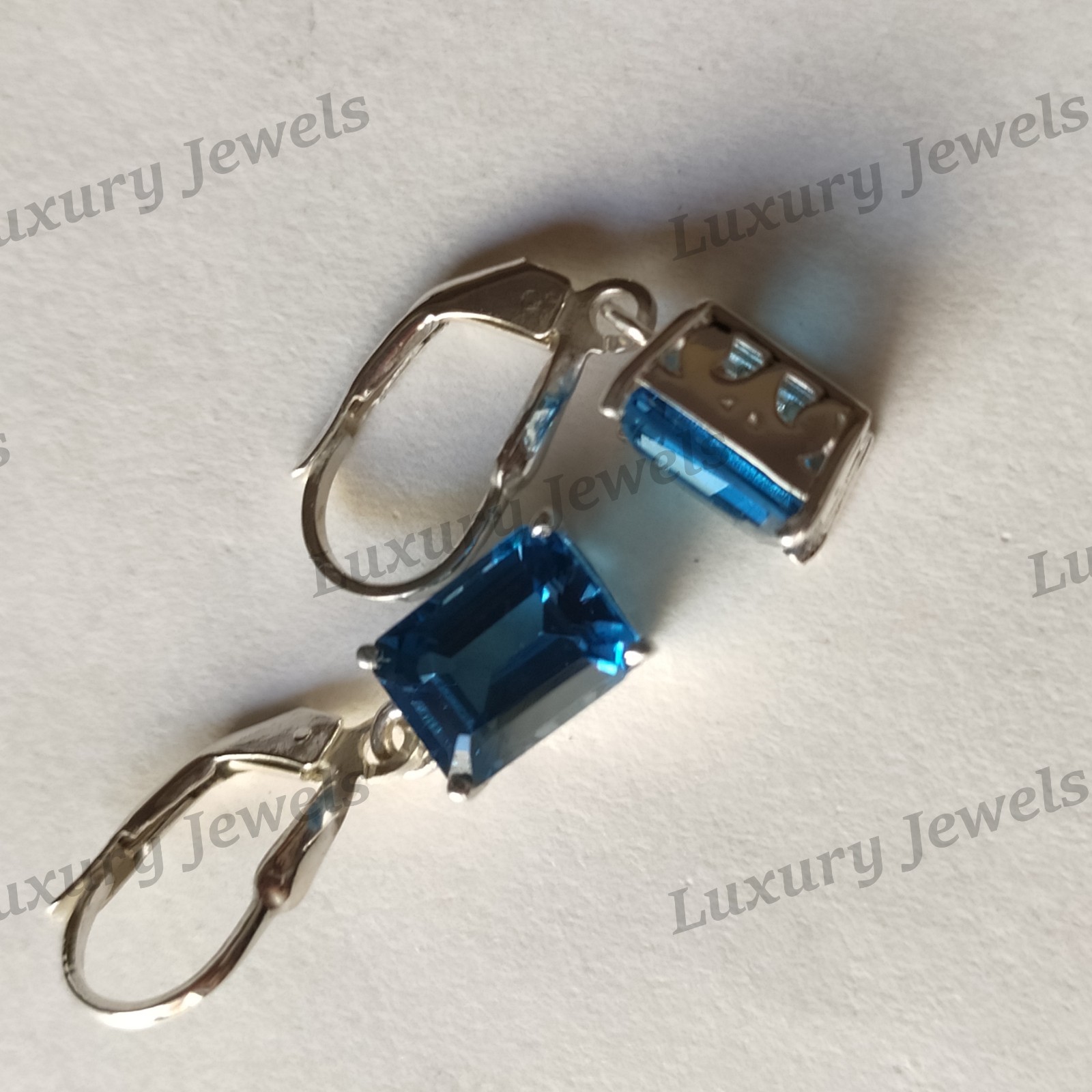 Natural Swiss Blue Topaz Sterling Silver Earrings Handmade Fine Jewelry Gift