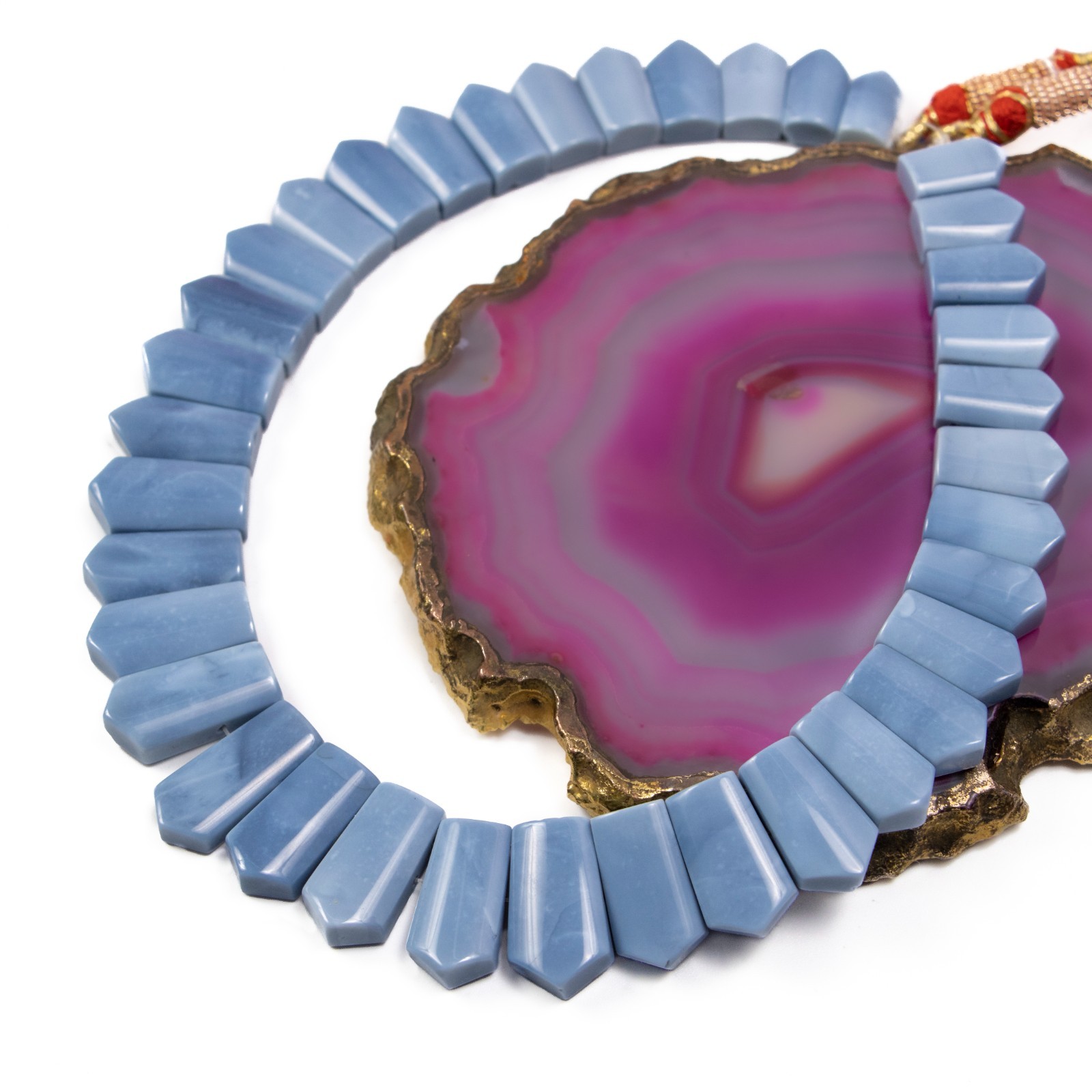 Blue Opal Fancy Shape Layout Necklace, 14x8MM To 23X10MM, Faceted Gemstone