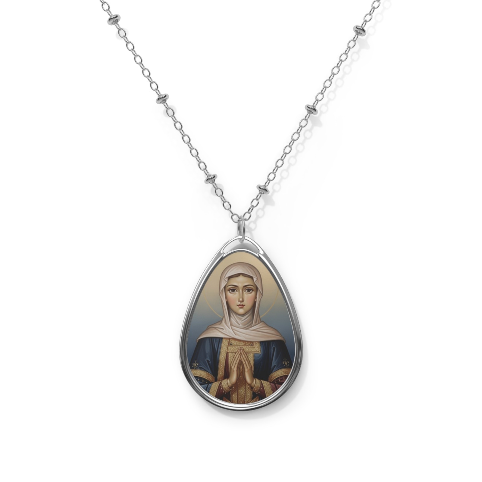 Saint Joan Of Valois, Oval Pendant Necklace, Christian Gift