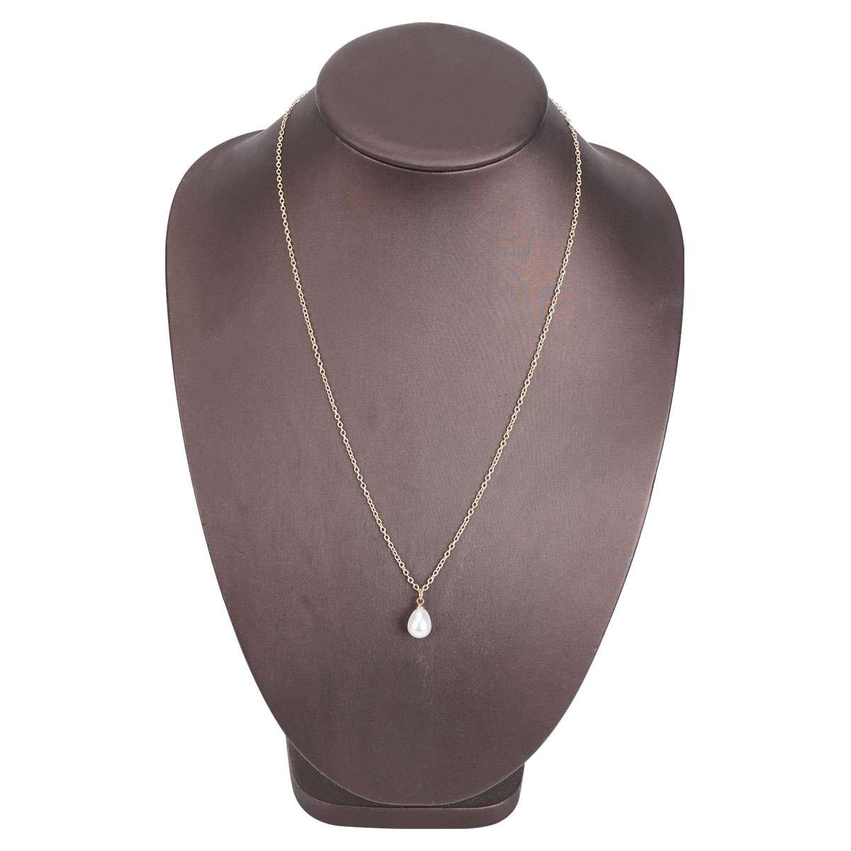 4 style Women Gold Plated Freshwater Pearl Beaded Chain Necklace 17.7in w/Box