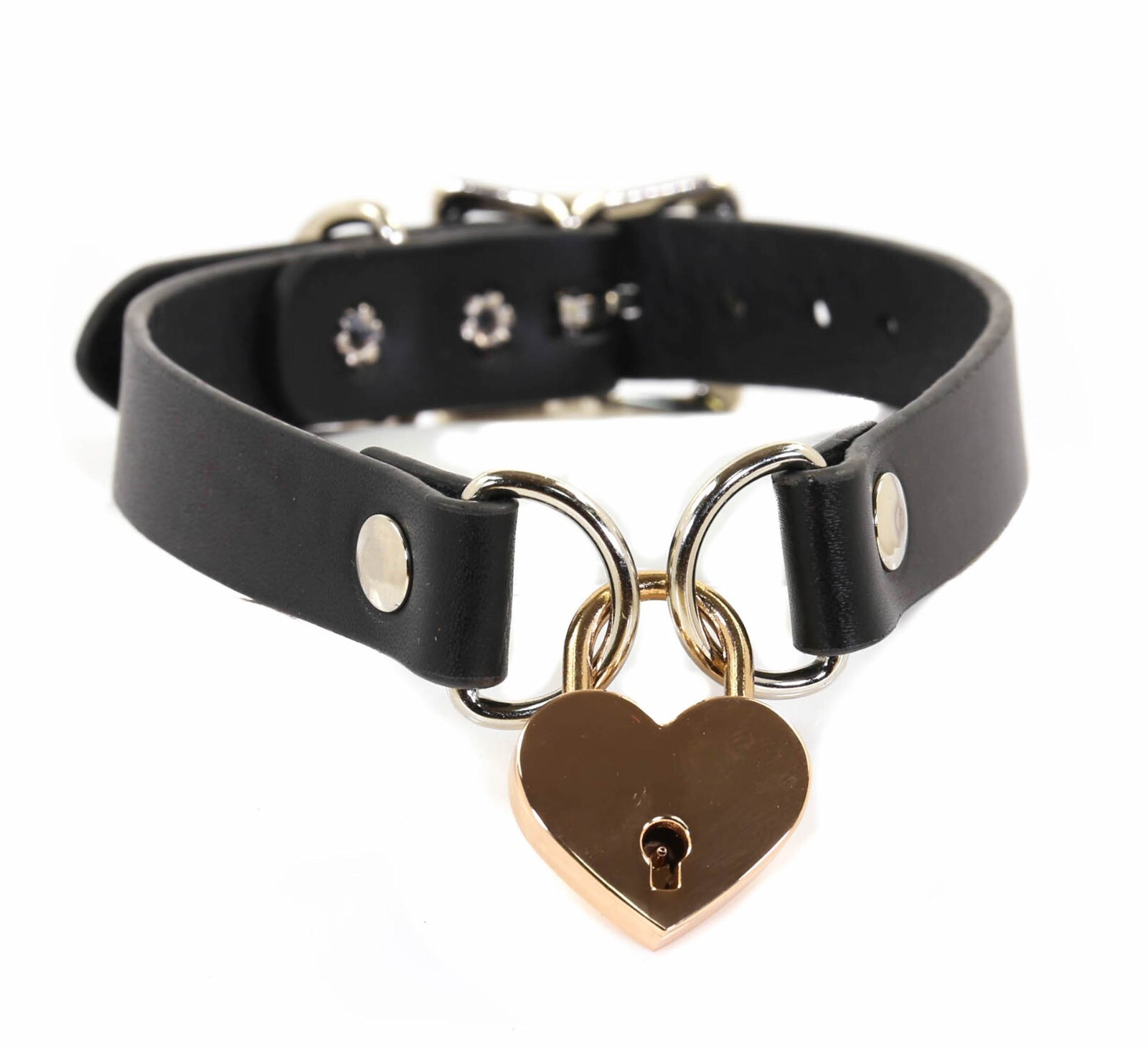 Heart Lock Choker Collar Day Sub Collar Gothic BDSM Punk for Women Men Funk Plus