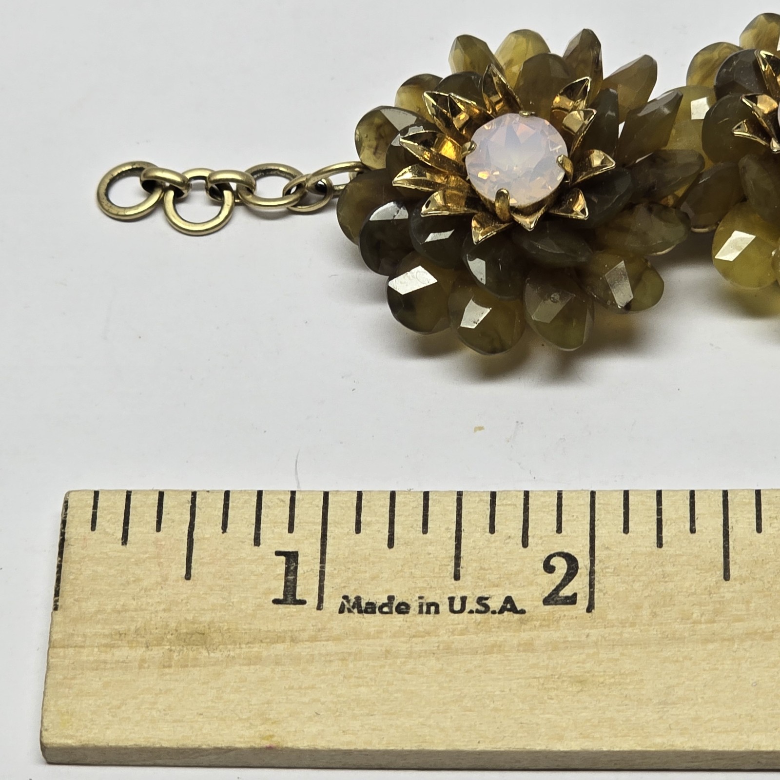 Beautiful J. Crew 3D Flower Link Bracelet Gold Tone 8″
