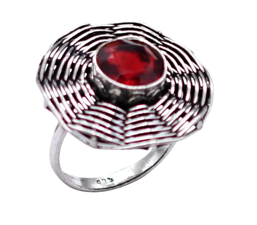 Red Garnet Gemstone Ethnic Handmade Antique Design Ring US Size-8.75 Z 55