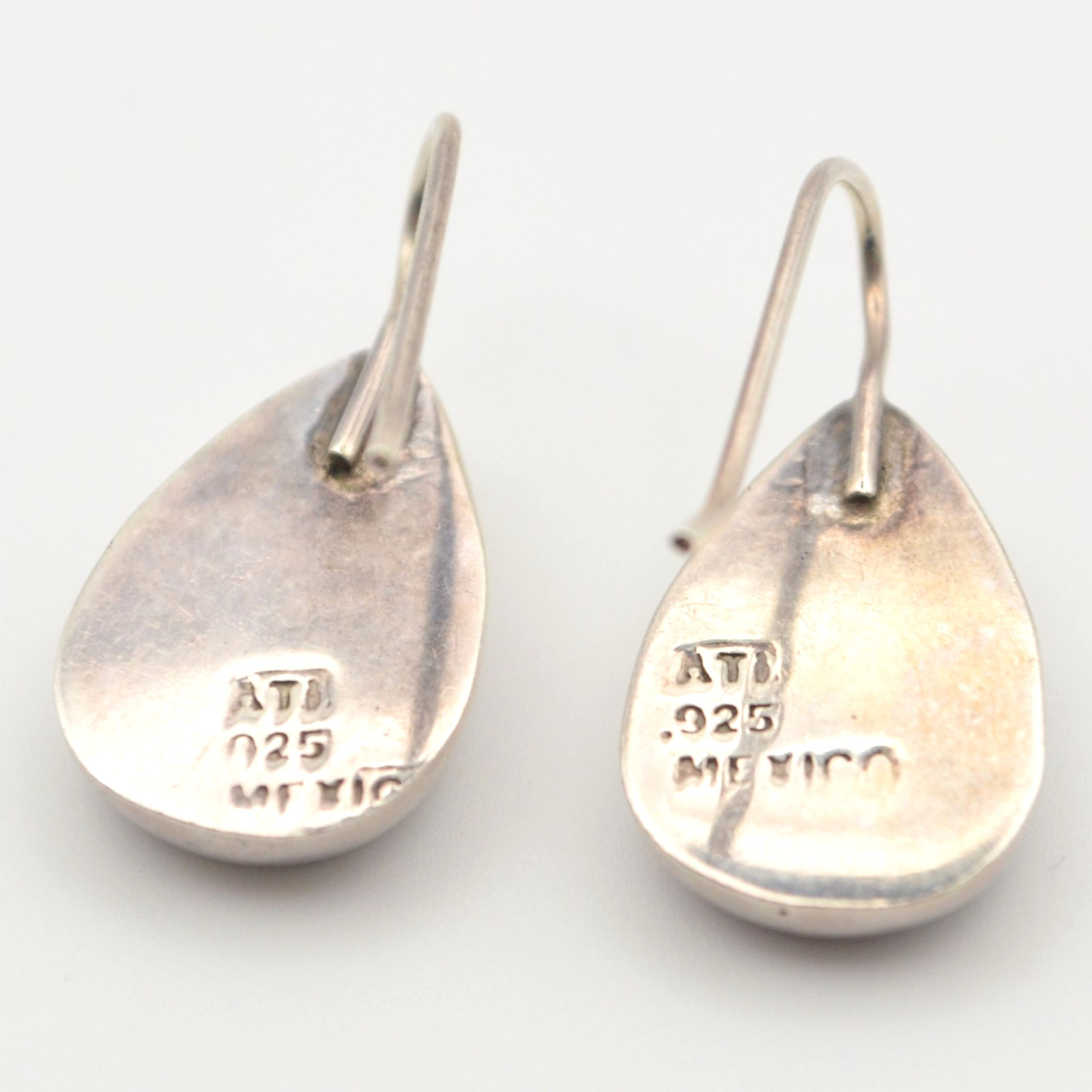 Mexican Sterling Silver Turquoise Heart Pendant & Teardrop Earrings Set 925 ATI