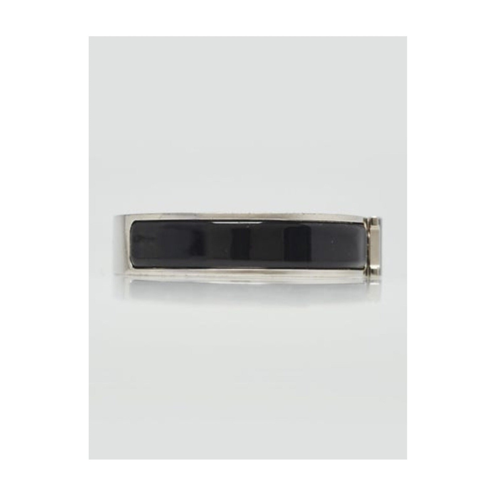 Hermes Black Enamel Palladium Plated Clic-H Narrow PM Bracelet
