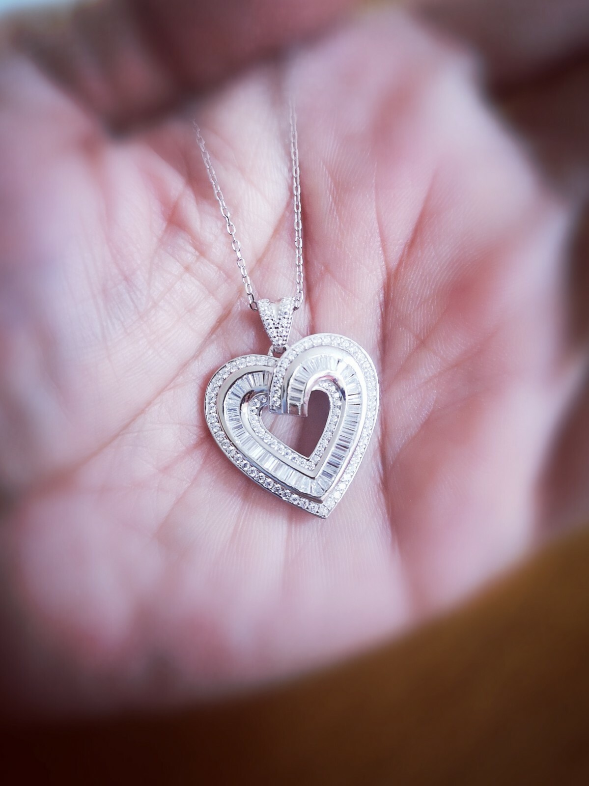 2 Ct Heart Pendant Necklace Women’s Necklace 14K White Gold Plated Solid Silver