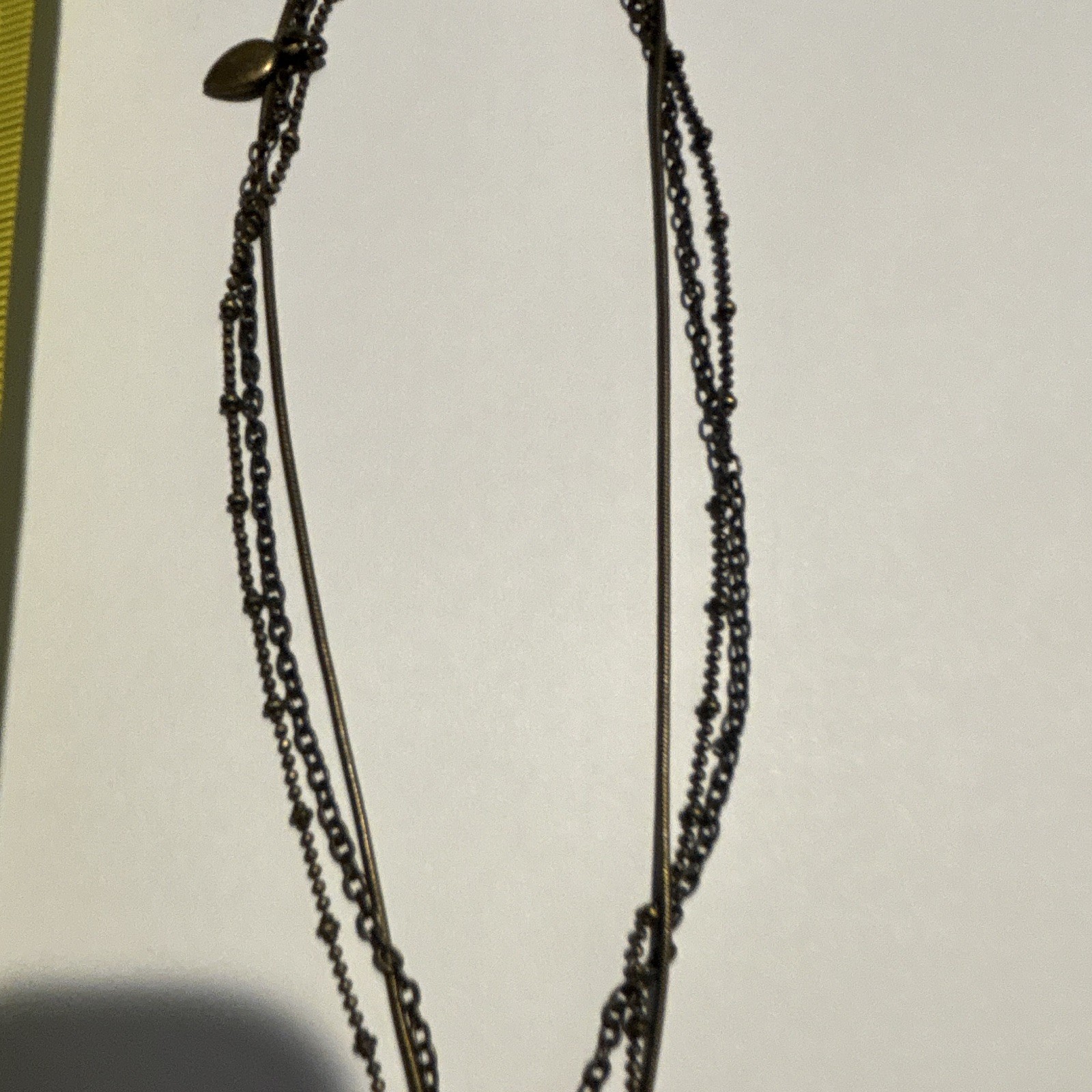 Layered Black Ball/Bead Chain Necklace Gold Tone Crystal Flower Charm Pendant