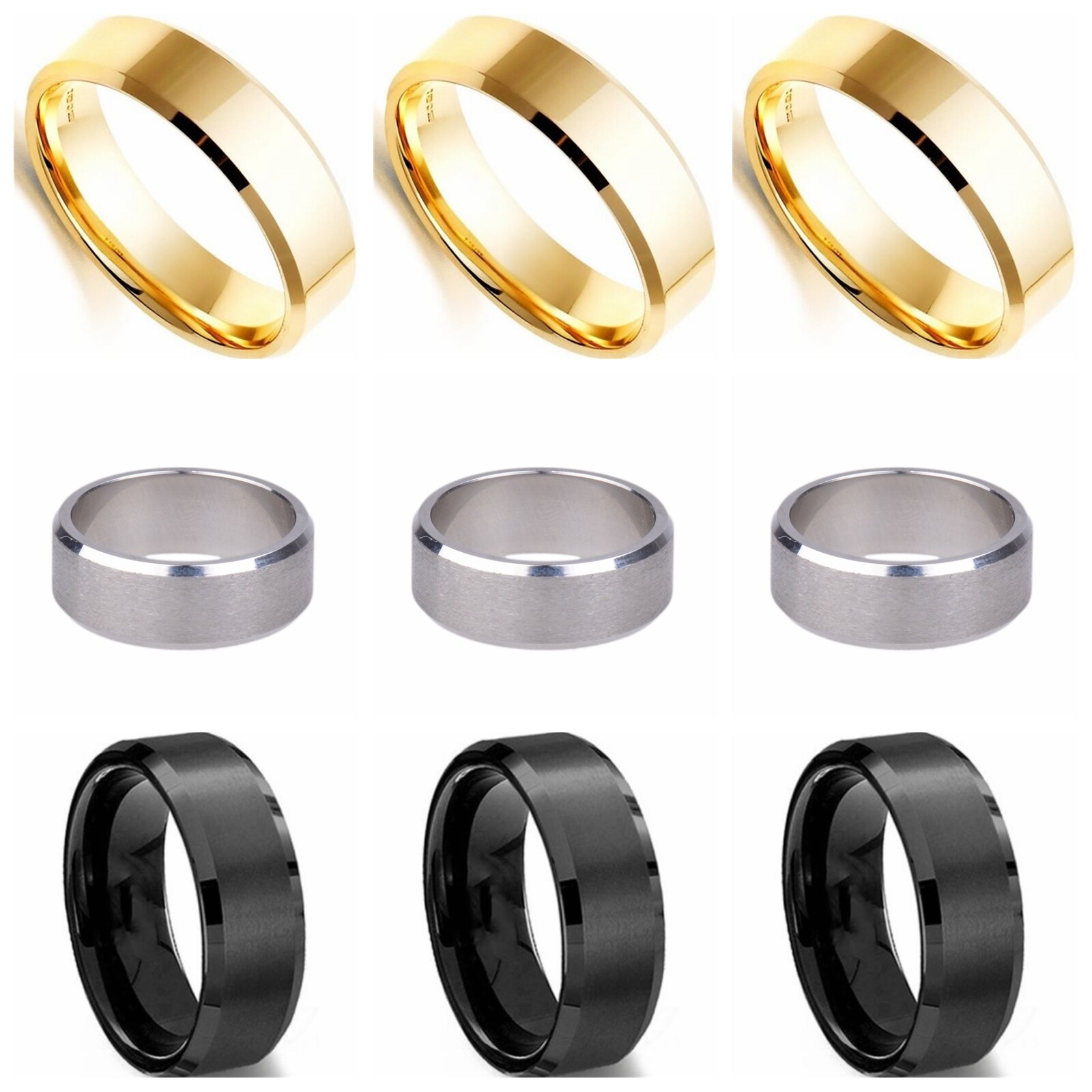 8MM Titanium Band Brushed Wedding Stainless Steel Solid Ring Men Women
