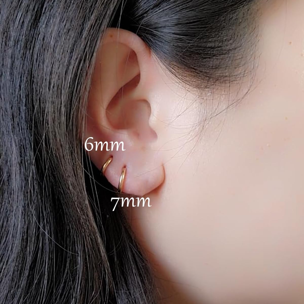 1 Pair 6mm Small Hoop Earrings for Women, Dainty (Thickness: 1.6MM), Gold