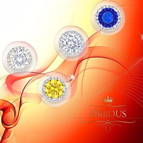 New Fashion 18k Gold Plated round cut Stud Earrings 3.45 carats by ORROUS
