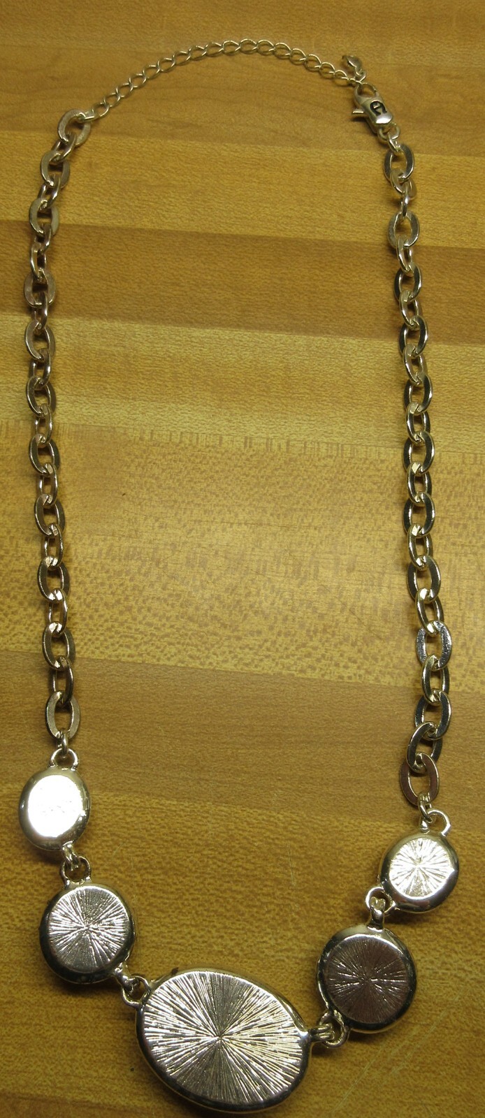 SIGNED SYMBOL 21″ Brown Silver tone multi chain chunky decor Necklace Jewelry