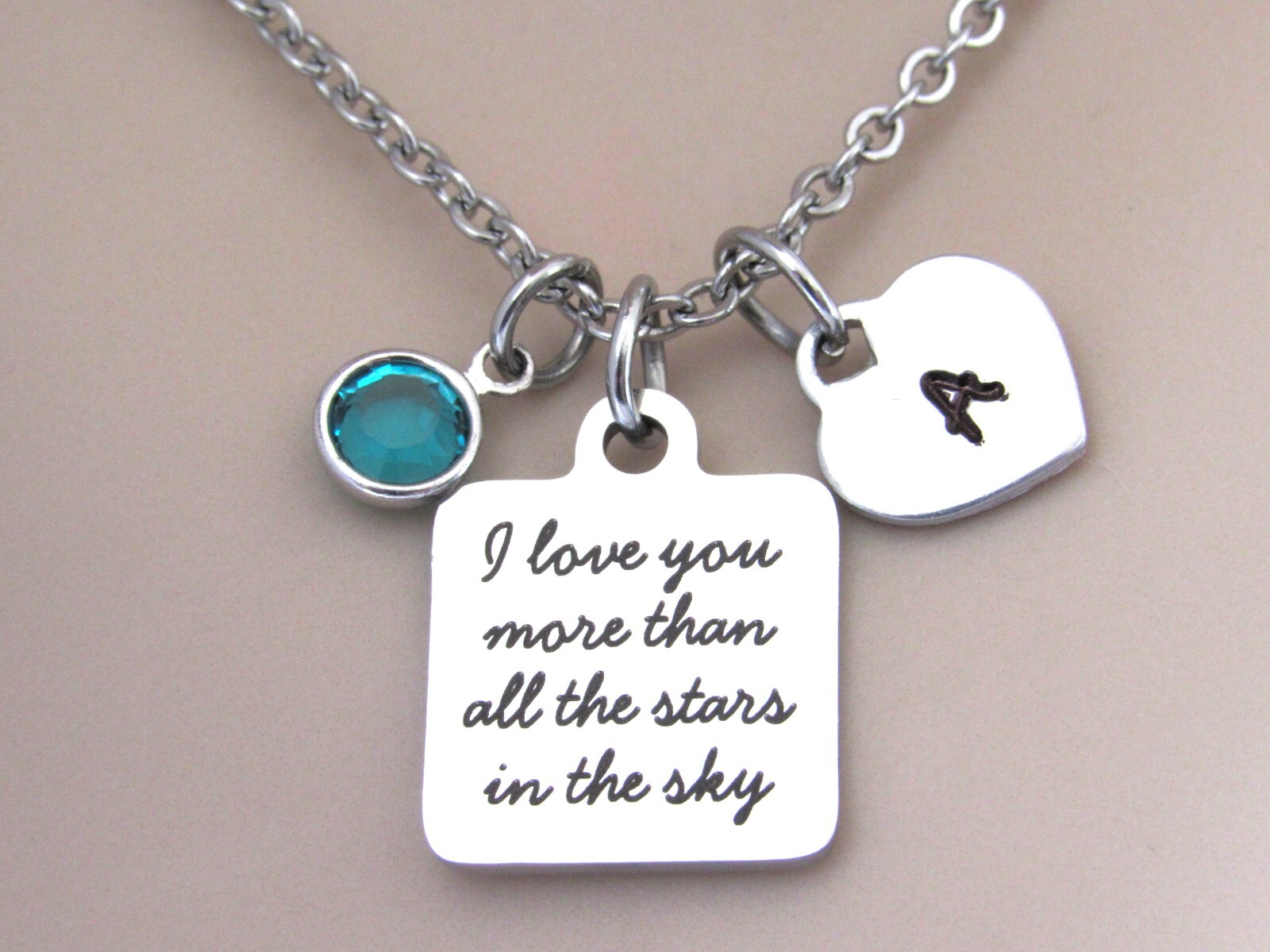 I Love You More Than All the Stars in the Sky Necklace, Gift Mom Wife Daughter