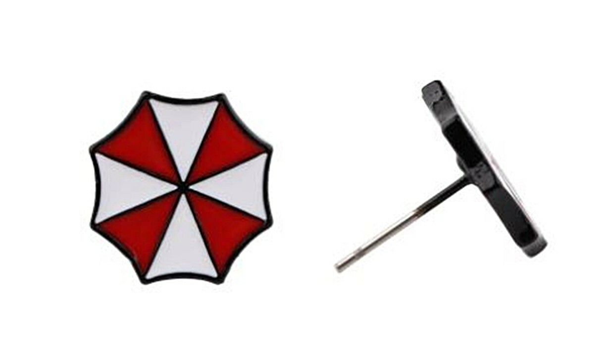 Resident Evil Umbrella Logo Metal Enamel Stud Earrings