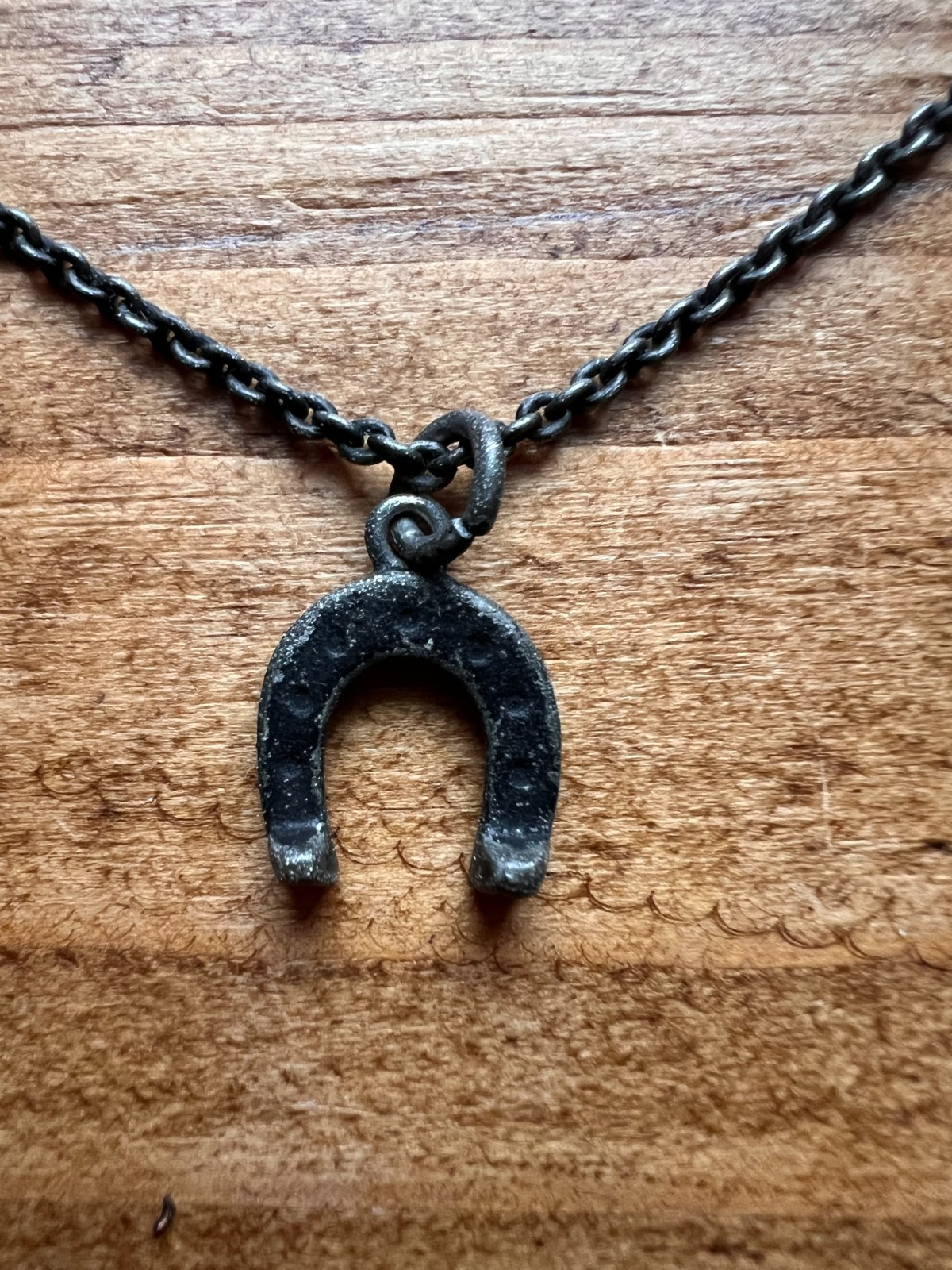 AllSaints Horseshoe Skull Pendant Necklace Gunmetal Chain Mens Ladies Charm