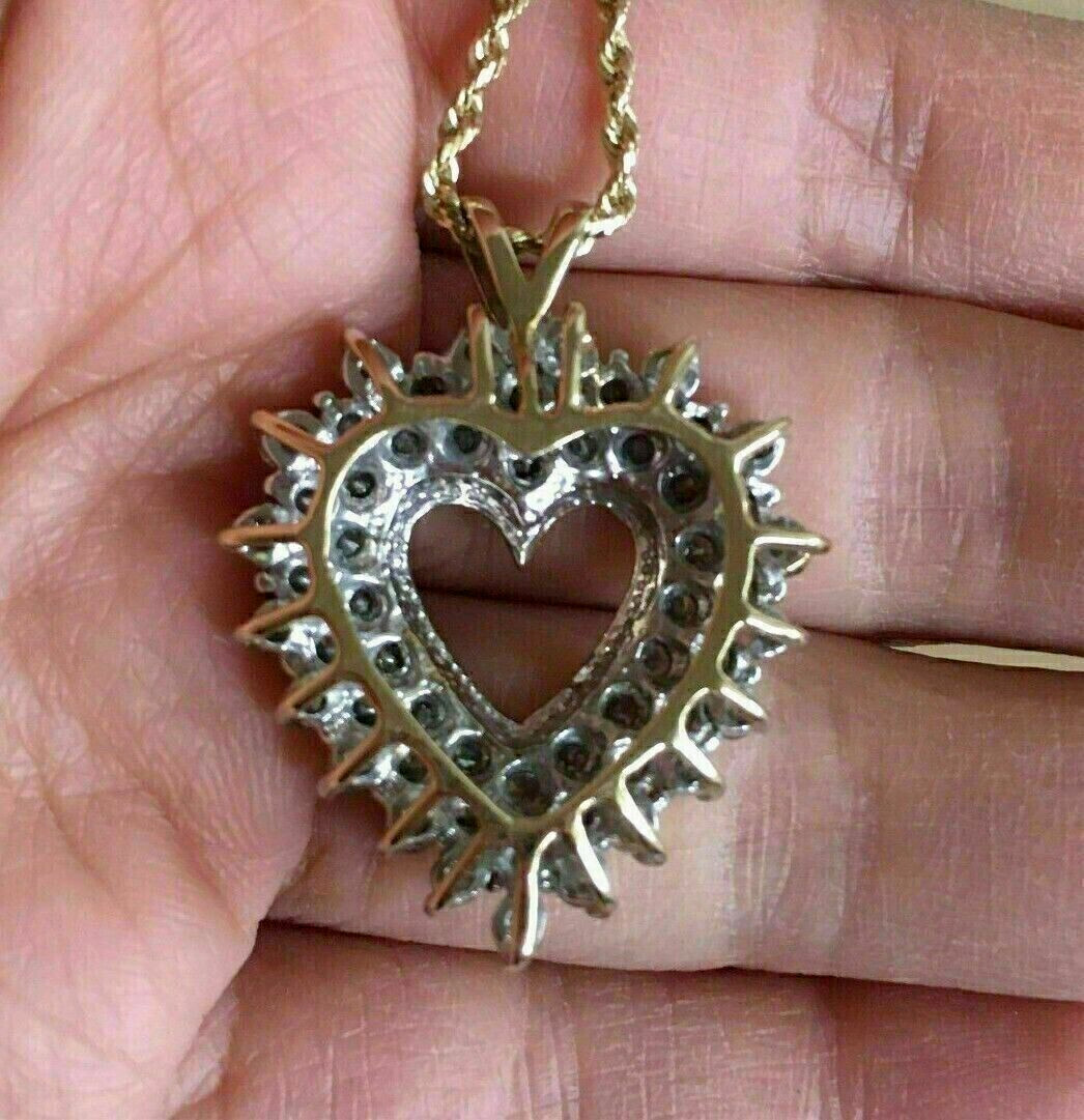 2Ct Round Cut Simulated Diamond Heart Pendant 14K Yellow Gold Plated 18″ Chain