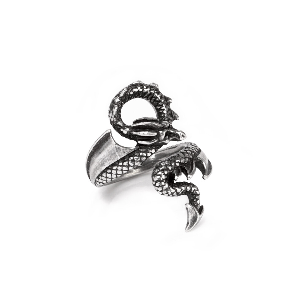 Alchemy Gothic Dragons Lure Wrap Ring Draconic Fantasy Fine English Pewter R245