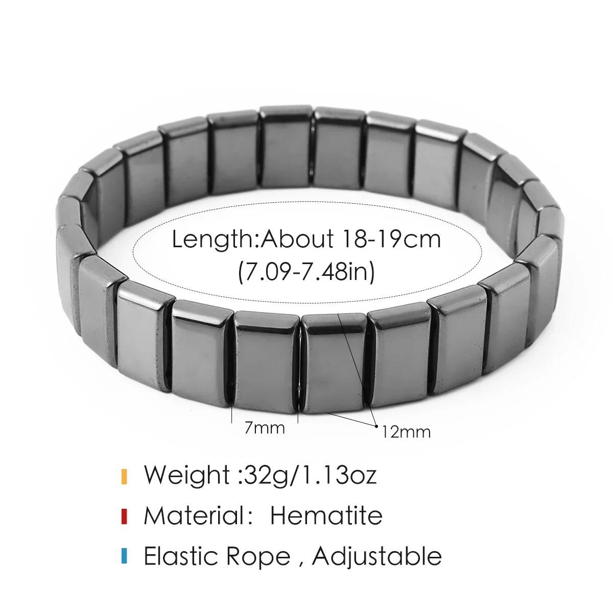 Unisex Bracelet Natural Hematite Stretch Grounding Healing Stone Gift Trendy
