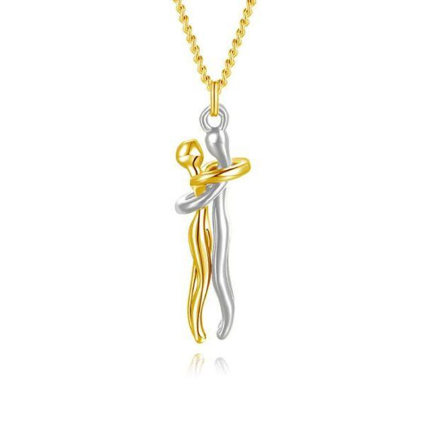 Couple Hugging Pendant Necklace Lovers Together Forever Metal Plating Love Style