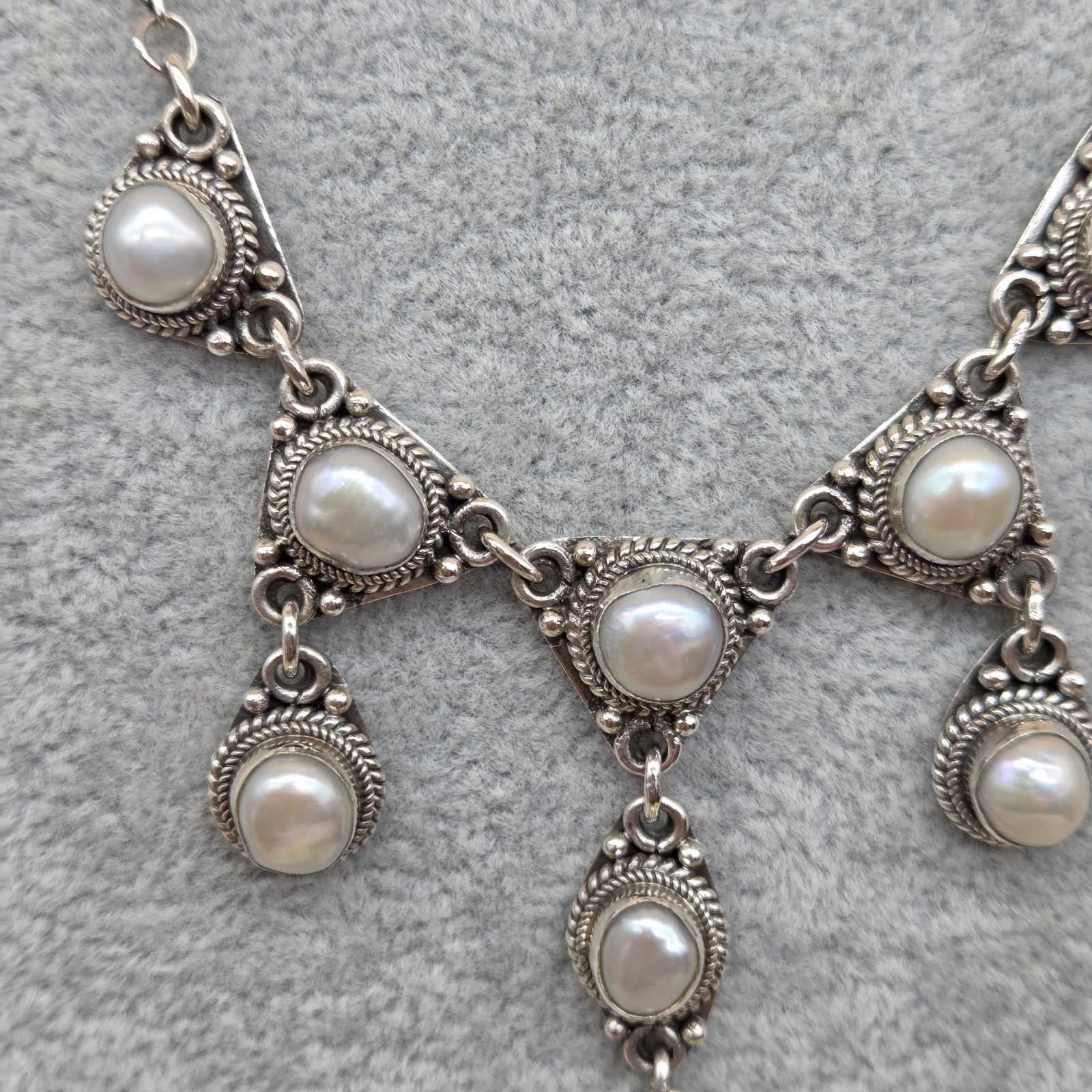 SA Suarti Bali Sterling Silver 925 Genuine Pearl Romantic Bib Style Necklace