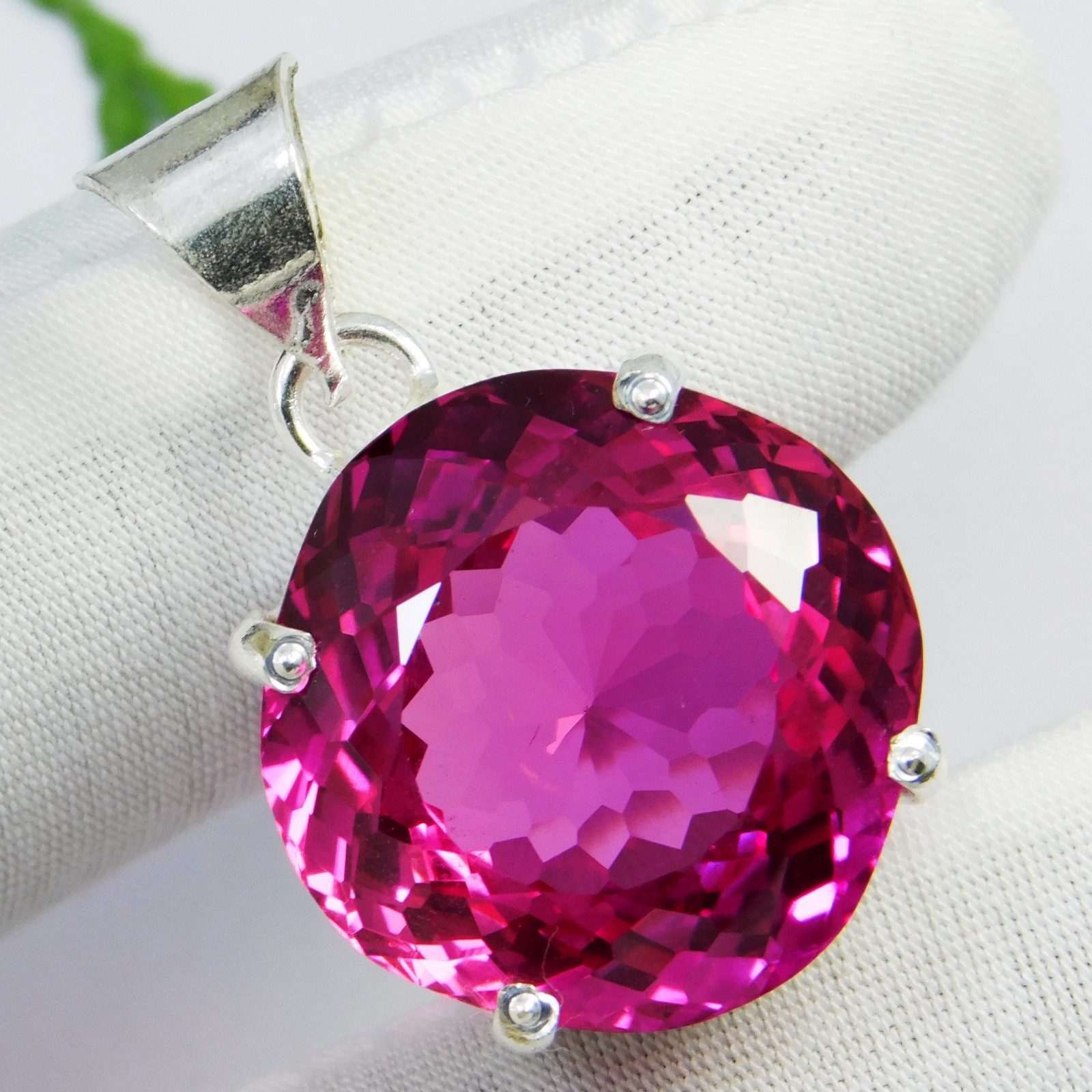 Natural 48.20 CT Certified Pink Ruby Loose Gemstone Pendant 925 Solid Silver
