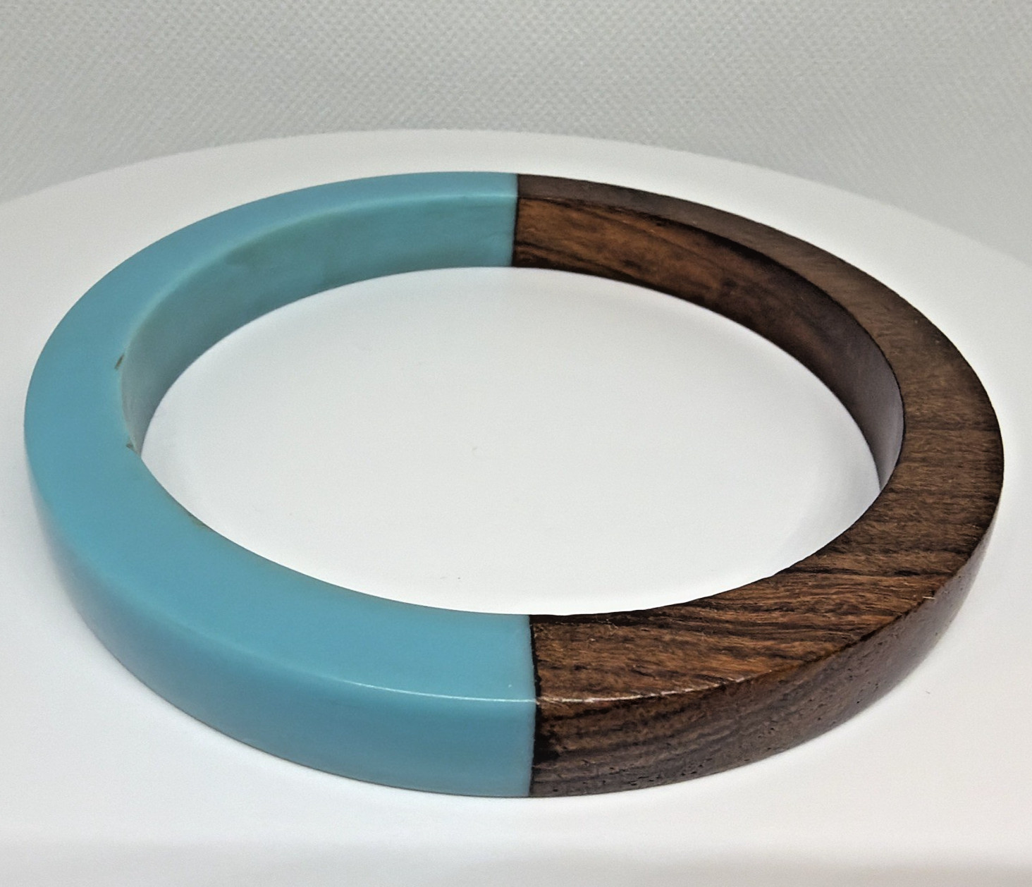 Mod Retro Wood & Resin Bangle Bracelets Stackable Mid-Century Style Set of 4