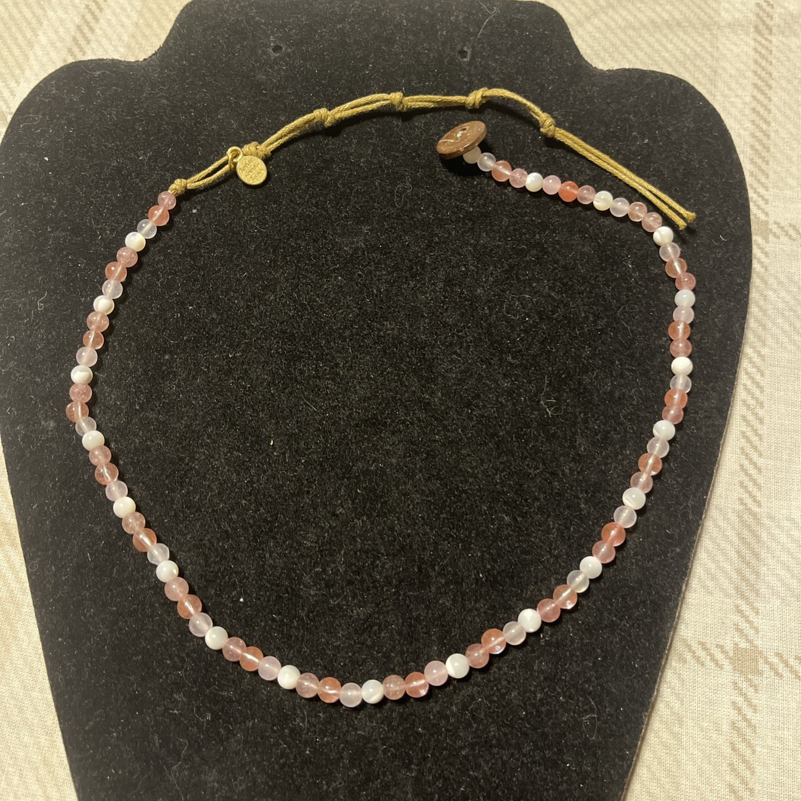 Lotus and Luna Multi Gem Stone Pink & White Wrap Bracelet/Necklace 17″