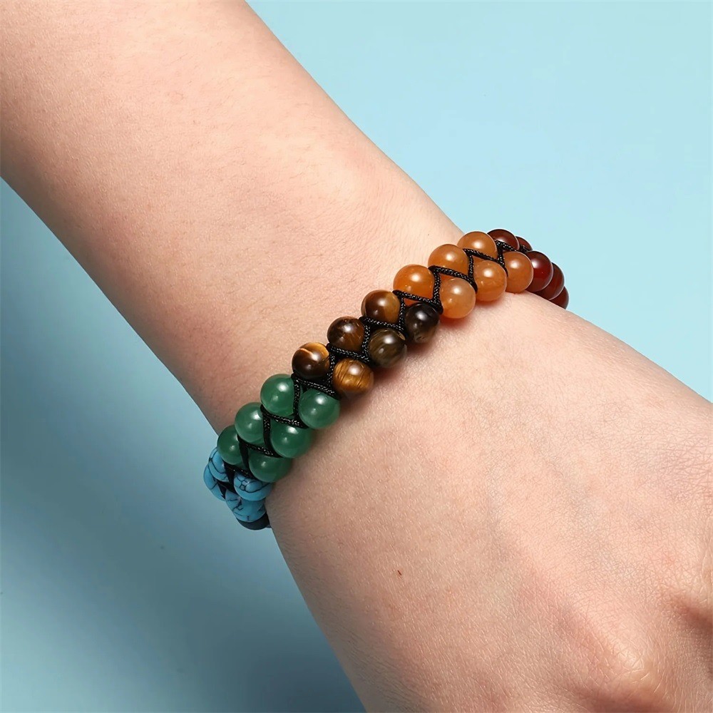 7 Chakra Bead Crystal Gemstone Bracelet Anxiety Stone Healing Reiki Yoga Life
